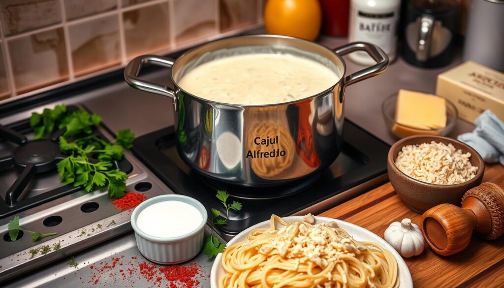 Cajun Alfredo Sauce Preparation