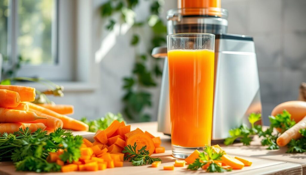 Fresh Carrot Juice Preparation