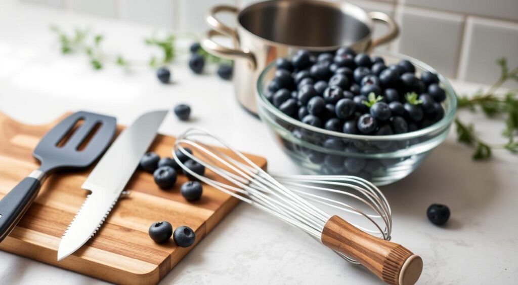 Kitchen tools for blueberry topping