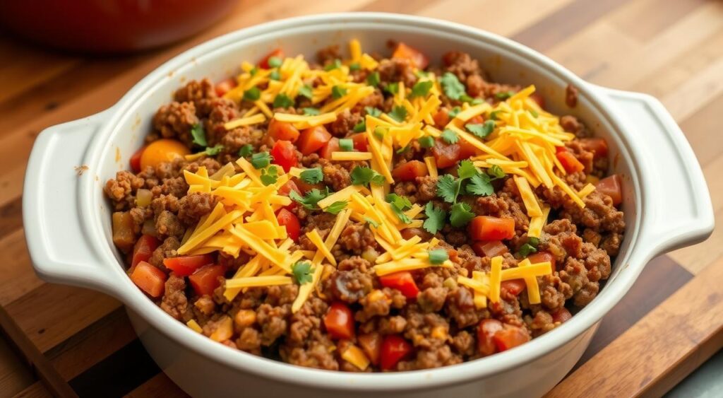 Southwestern ground beef casserole preparation